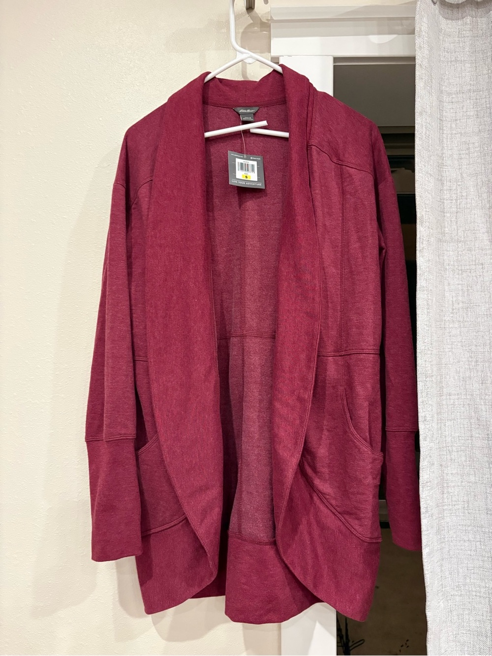 Eddie Bauer Open-Front Wine Red Women's Cardigan